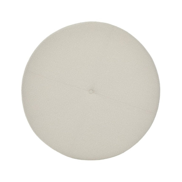 English Elm Monroe Round Beige Fabric Ottoman Walnut Wood Base Footrest Accent Living Room N778P379226B