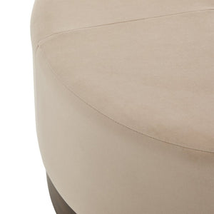 English Elm Arden Velvet Round Ottoman with Walnut Wood Base for Living Room or Bedroom N778P379226C