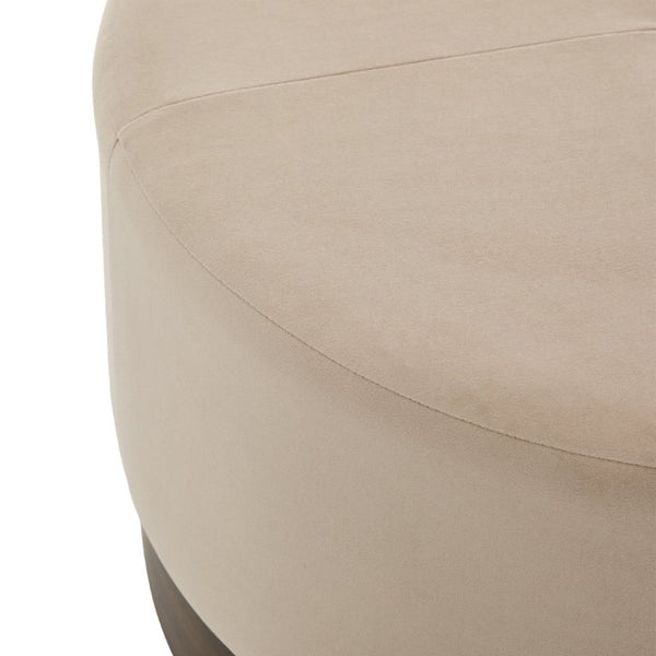 English Elm Arden Velvet Round Ottoman with Walnut Wood Base for Living Room or Bedroom N778P379226C