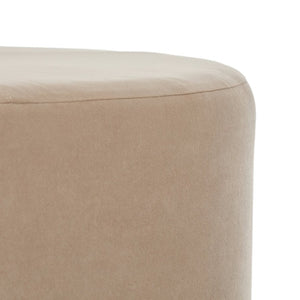English Elm Arden Velvet Round Ottoman with Walnut Wood Base for Living Room or Bedroom N778P379226C