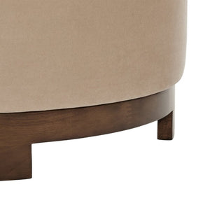 English Elm Arden Velvet Round Ottoman with Walnut Wood Base for Living Room or Bedroom N778P379226C