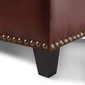 English Elm Ottoman Storage Bench with Tufted Waffle Lid Nailhead Trim and Soft Close Hinge N778P388327C