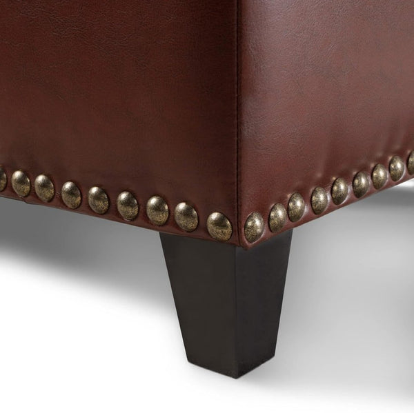 English Elm Ottoman Storage Bench with Tufted Waffle Lid Nailhead Trim and Soft Close Hinge N778P388327C