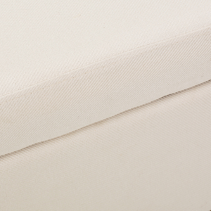 English Elm Storage Bench with Button Tufted Linen Top Safety Hinge and Studded Base Accent N778P389244B