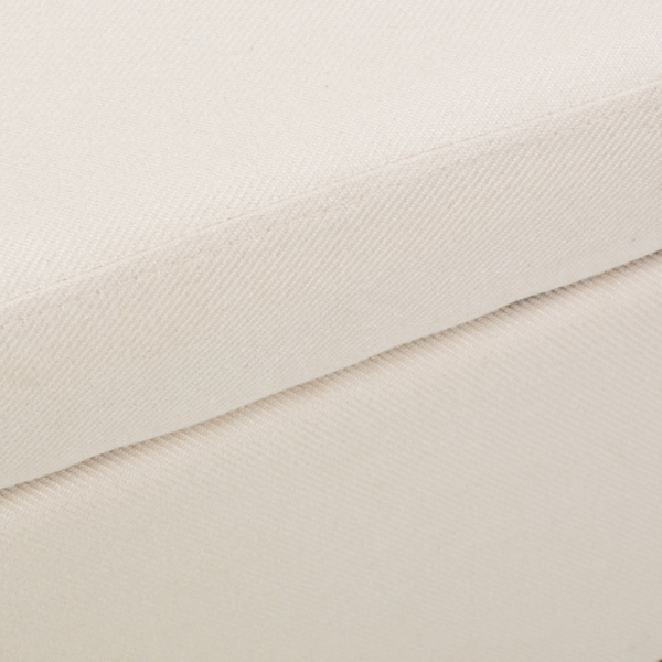 English Elm Storage Bench with Button Tufted Linen Top Safety Hinge and Studded Base Accent N778P389244B