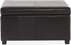 English Elm Becker Upholstered Storage Ottoman with Tapered Birch Legs for Contemporary Living N778P389445E