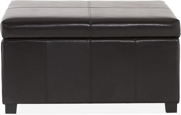 English Elm Becker Upholstered Storage Ottoman with Tapered Birch Legs for Contemporary Living N778P389445E