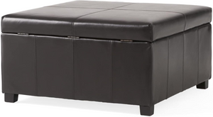 English Elm Becker Upholstered Storage Ottoman with Tapered Birch Legs for Contemporary Living N778P389445E
