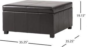 English Elm Becker Upholstered Storage Ottoman with Tapered Birch Legs for Contemporary Living N778P389445E