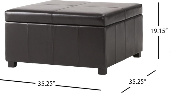 English Elm Becker Upholstered Storage Ottoman with Tapered Birch Legs for Contemporary Living N778P389445E