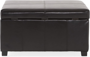 English Elm Becker Upholstered Storage Ottoman with Tapered Birch Legs for Contemporary Living N778P389445E