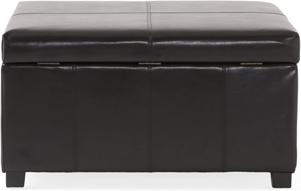 English Elm Becker Upholstered Storage Ottoman with Tapered Birch Legs for Contemporary Living N778P389445E