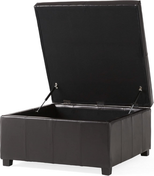 English Elm Becker Upholstered Storage Ottoman with Tapered Birch Legs for Contemporary Living N778P389445E