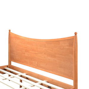 English Elm Queen Platform Bed Curved Headboard Rubberwood Frame Honey Oak Farmhouse Bedroom Honey N778P390174H_N778P390175H