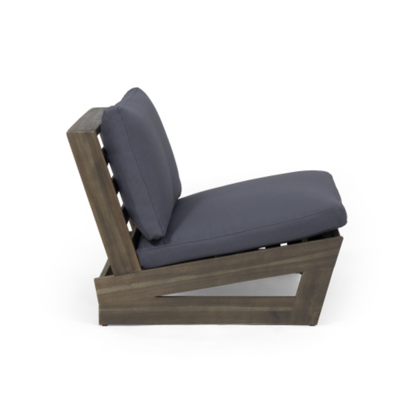 English Elm Sherwood Outdoor Acacia Hardwood Lounge Chair Slatted Patio Seating for Deck or Sunroom Club Chair Dark Grey N778P504889G
