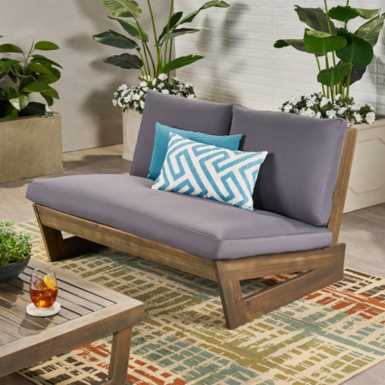English Elm Sherwood Outdoor Acacia Hardwood Loveseat with Slatted Back for Patio or Porch N778P504890G