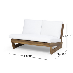 English Elm Sherwood Outdoor Acacia Hardwood Lounge Chair Slatted Patio Seating for Deck or Sunroom Loveseat Teak N778P504890W