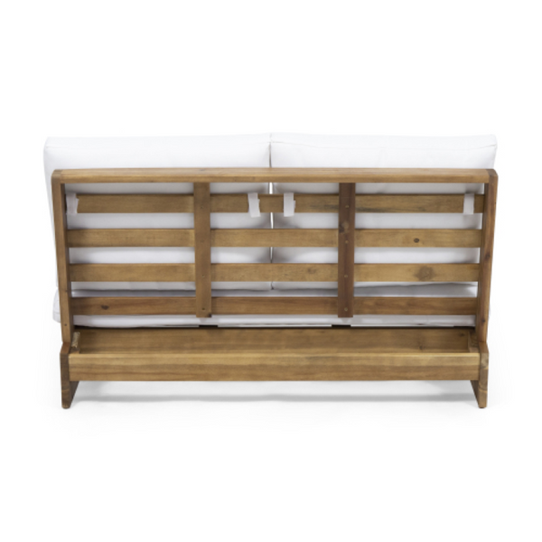 English Elm Sherwood Outdoor Acacia Hardwood Lounge Chair Slatted Patio Seating for Deck or Sunroom Loveseat Teak N778P504890W