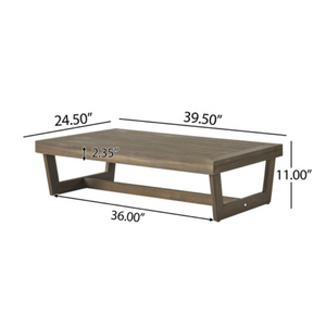 English Elm Sherwood Solid Acacia Outdoor Coffee Table Slatted Sled Base Patio Centerpiece N778P504891G