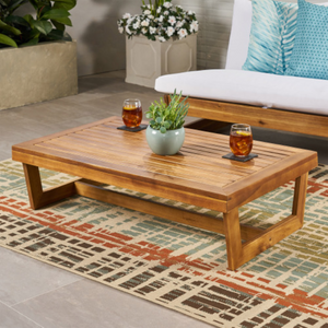 English Elm Sherwood Outdoor Acacia Hardwood Coffee Table with Slatted Top for Patio or Deck N778P504891W
