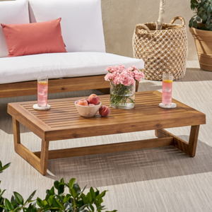 English Elm Sherwood Outdoor Acacia Hardwood Coffee Table with Slatted Top for Patio or Deck N778P504891W