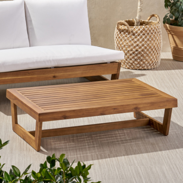 English Elm Sherwood Outdoor Acacia Hardwood Coffee Table with Slatted Top for Patio or Deck N778P504891W