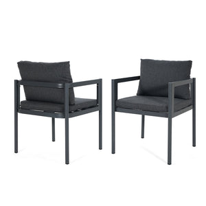 English Elm 5-piece Outdoor Acacia Wood Dining Set with Aluminum Armchairs and Weather Cushions N779P210771L_N779P369116G-2