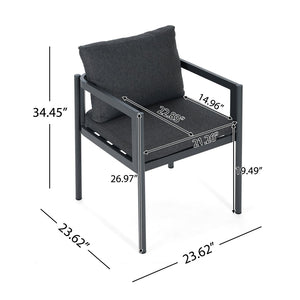 English Elm 5-piece Outdoor Acacia Wood Dining Set with Aluminum Armchairs and Weather Cushions N779P210771L_N779P369116G-2