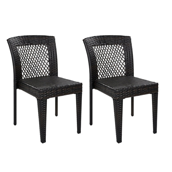 English Elm 5-piece Outdoor Dining Set Solid Acacia Wood Table with Pe Rattan Iron Chairs N779P210771L_N779P433231B-2
