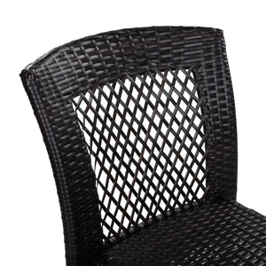 English Elm 5-piece Outdoor Dining Set Solid Acacia Wood Table with Pe Rattan Iron Chairs N779P210771L_N779P433231B-2