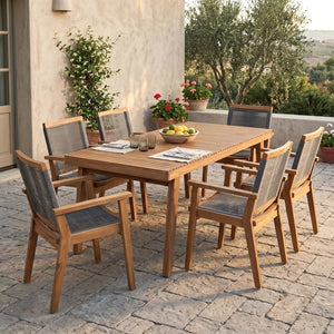English Elm 7-piece Outdoor Acacia Wood Dining Set with Woven Rope Arm Chairs for Patio Decks N779P234500B_70486.00-3