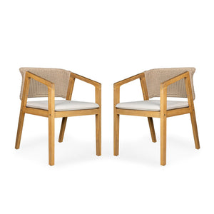 English Elm 7-piece Outdoor Acacia Wood Patio Dining Set Seats Six with Rope Chairs and Cushions N779P234500B_N779P210772L-3