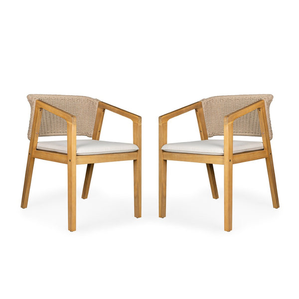 English Elm 7-piece Outdoor Acacia Wood Patio Dining Set Seats Six with Rope Chairs and Cushions N779P234500B_N779P210772L-3