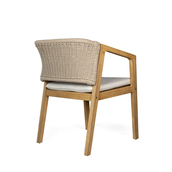English Elm 7-piece Outdoor Acacia Wood Patio Dining Set Seats Six with Rope Chairs and Cushions N779P234500B_N779P210772L-3