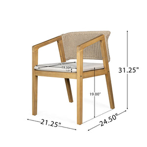 English Elm 7-piece Outdoor Acacia Wood Patio Dining Set Seats Six with Rope Chairs and Cushions N779P234500B_N779P210772L-3