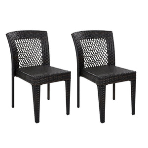English Elm 7-piece Outdoor Acacia Hardwood Dining Set with Six Iron Pe Rattan Woven Chairs N779P234500B_N779P433231B-3