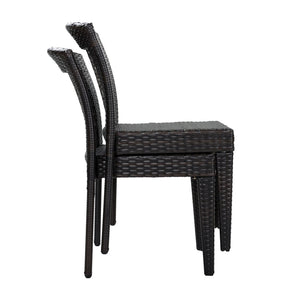 English Elm 7-piece Outdoor Acacia Hardwood Dining Set with Six Iron Pe Rattan Woven Chairs N779P234500B_N779P433231B-3