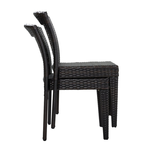 English Elm 7-piece Outdoor Acacia Hardwood Dining Set with Six Iron Pe Rattan Woven Chairs N779P234500B_N779P433231B-3