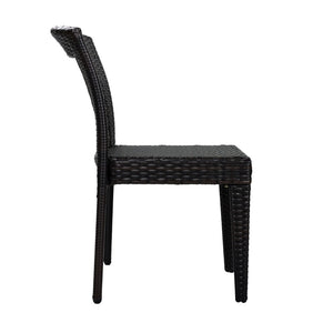 English Elm 7-piece Outdoor Acacia Hardwood Dining Set with Six Iron Pe Rattan Woven Chairs N779P234500B_N779P433231B-3