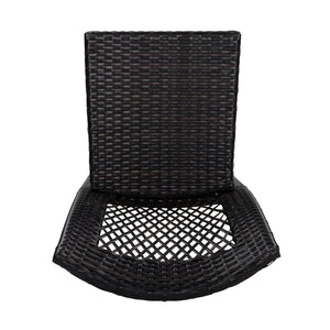 English Elm 7-piece Outdoor Acacia Hardwood Dining Set with Six Iron Pe Rattan Woven Chairs N779P234500B_N779P433231B-3