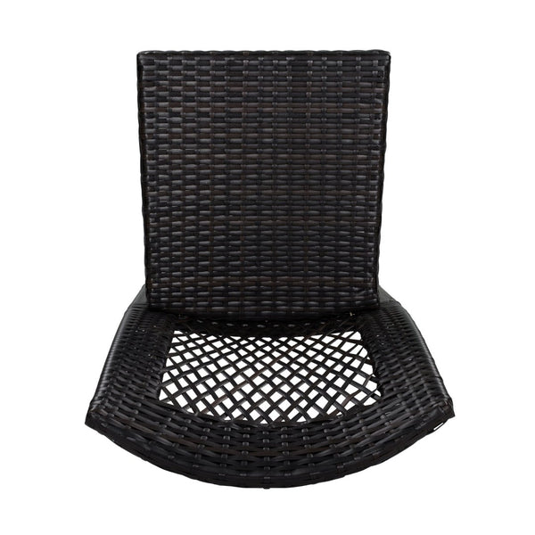 English Elm 7-piece Outdoor Acacia Hardwood Dining Set with Six Iron Pe Rattan Woven Chairs N779P234500B_N779P433231B-3