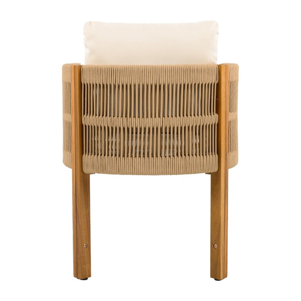 English Elm 5-piece Outdoor Dining Set Acacia Wood Round Table with Rope Wrapped Patio Chairs N779P251402T_N779P279983B-2
