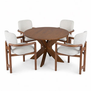 English Elm 5-Piece Round Cherry Dining Set with Rubberwood Armchairs for Cozy Kitchen Nooks N779P266070C_N779P233060B-2