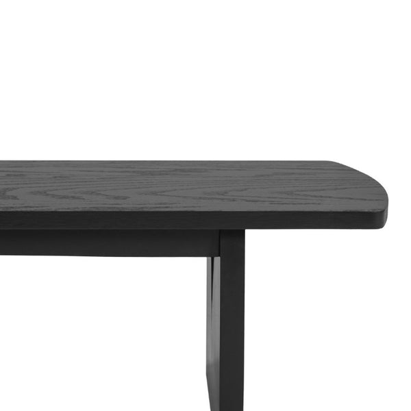 English Elm Black Matte Acacia Dining Bench with V-Cutout Legs for Modern Entryway or Kitchen N779P339702B