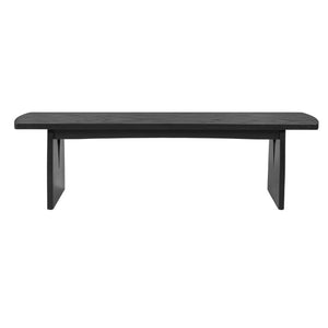 English Elm Black Matte Acacia Dining Bench with V-Cutout Legs for Modern Entryway or Kitchen N779P339702B
