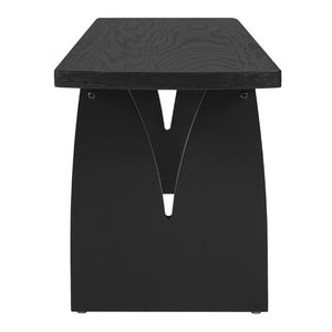 English Elm Black Matte Acacia Dining Bench with V-Cutout Legs for Modern Entryway or Kitchen N779P339702B
