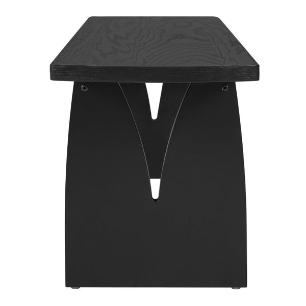 English Elm Black Matte Acacia Dining Bench with V-Cutout Legs for Modern Entryway or Kitchen N779P339702B