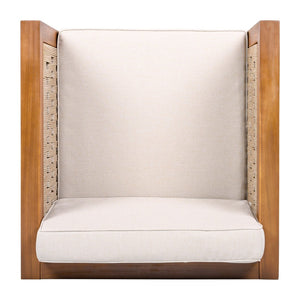 English Elm Outdoor Acacia Wood Club Chairs Set of 2 with Woven Rope Arms and Seat Cushions N779P359687B-2