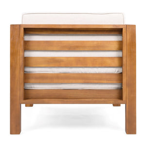 English Elm Outdoor Acacia Wood Club Chairs Set of 2 with Woven Rope Arms and Seat Cushions N779P359687B-2