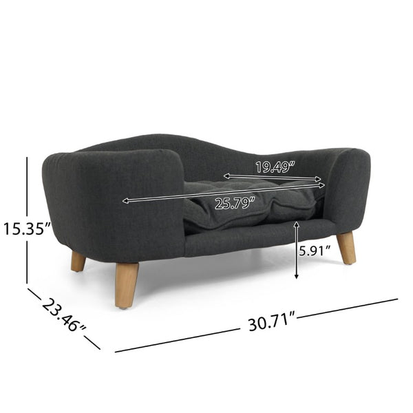 English Elm Elevated Small Dog Couch Bed with Rubberwood Legs and Foam Cushion for Modern Homes N779P395017D